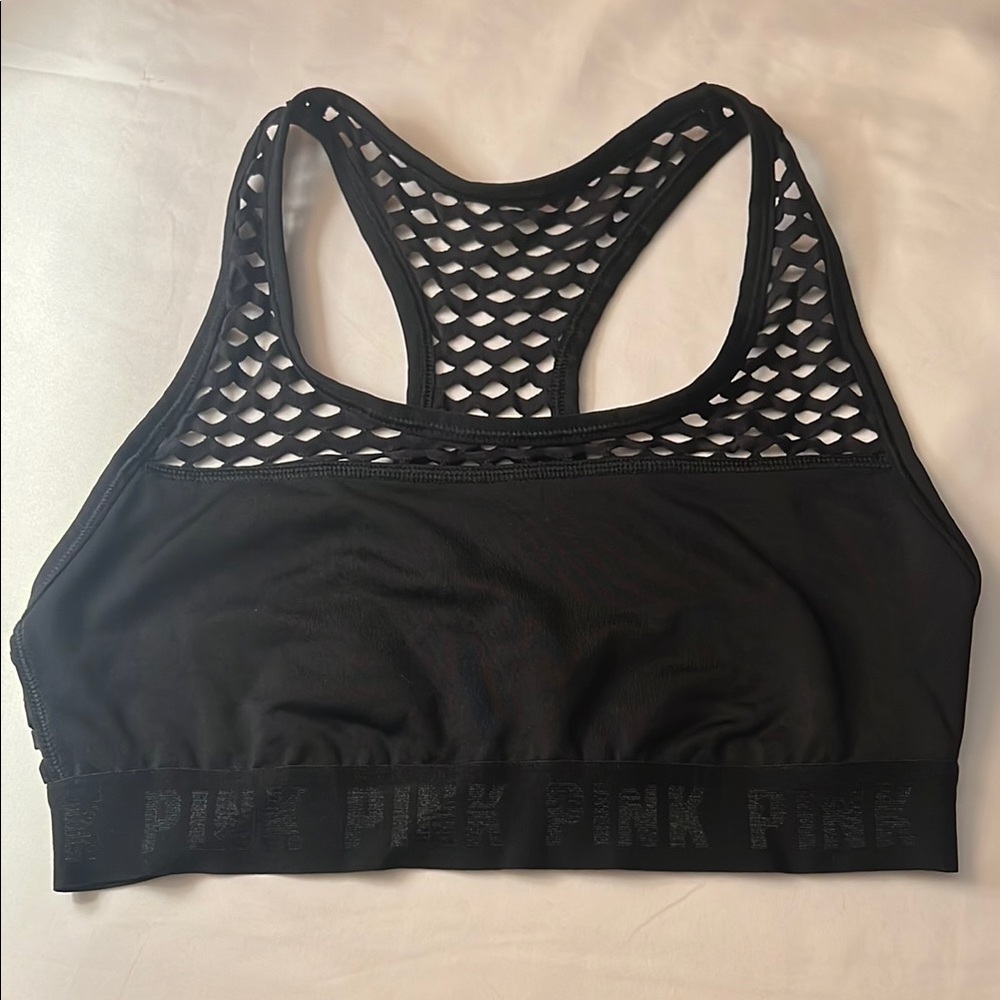 PINK Victoria's Secret Black Racerback Sports Bra